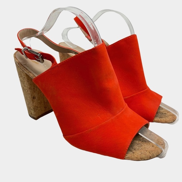 BCBGENERATION BCBG GENERATION Loriah X Bright Orange Red Block Heels Sandals 9.5 - Picture 1 of 16